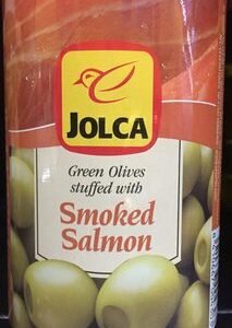 Green olives stuffed with smoked salmon