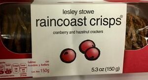 Raincoast crisps : craquelins aux canneberges et aux noisettes